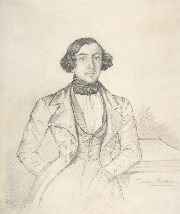 Count Philibert-Oscar de Ranchicourt Drawing by Theodore Chasseriau