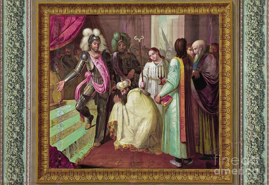 Count Roger Returning The Bishops Throne To Nicodemus, C.1835 Painting by Vincenzo Riolo