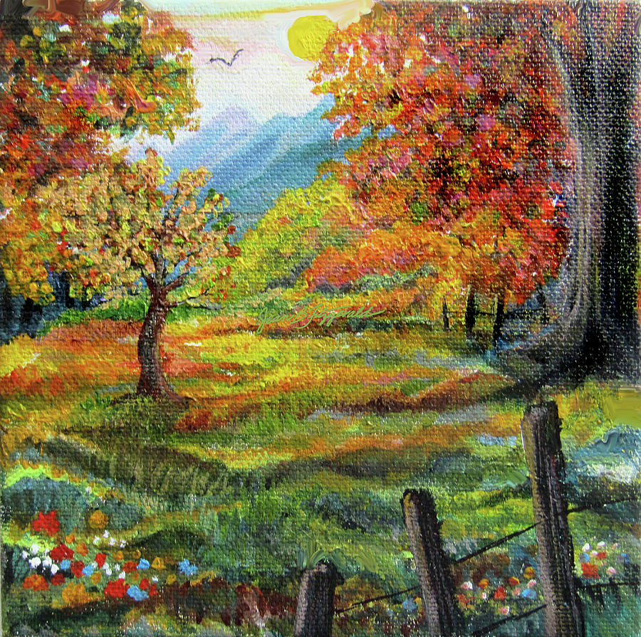 Country Autumn Painting by Jean Batzell Fitzgerald