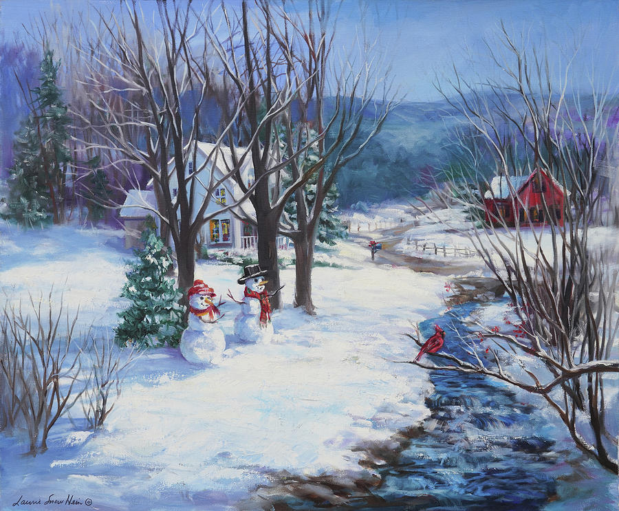 Cardinal Painting - Country Christmas by Laurie Snow Hein