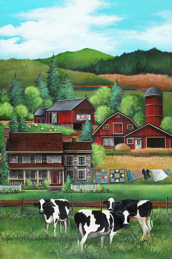 Farm Animals Painting - Country Cows Ncrows by Debbi Wetzel