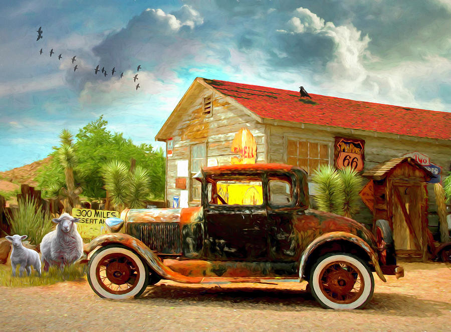 Country Drive Oil Painting Photograph by Debra and Dave Vanderlaan