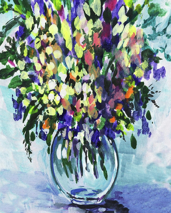 Country Flowers Bouquet Floral Impressionism  Painting by Irina Sztukowski