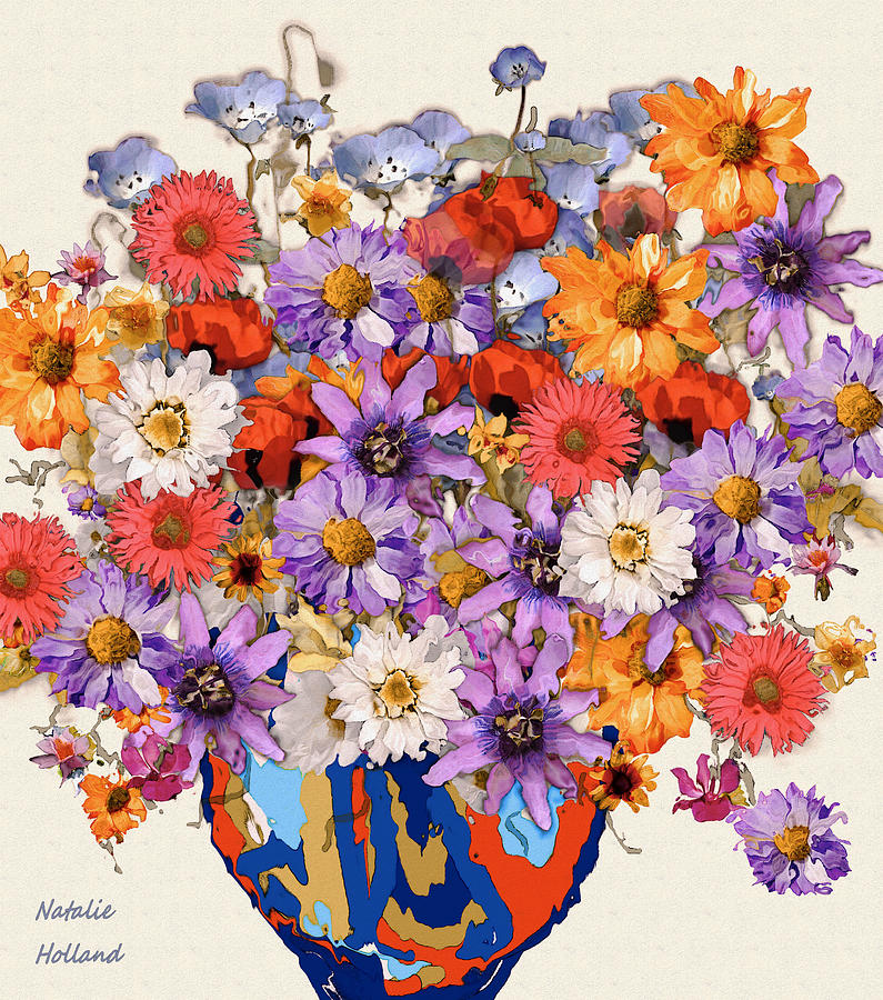 Country Flowers Painting by Natalie Holland