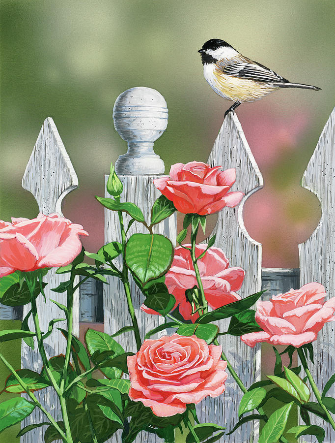 Chickadee Painting - Country Garden by William Vanderdasson