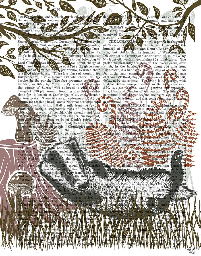 Pattern Painting - Country Lane Badger 1, Earth by Fab Funky