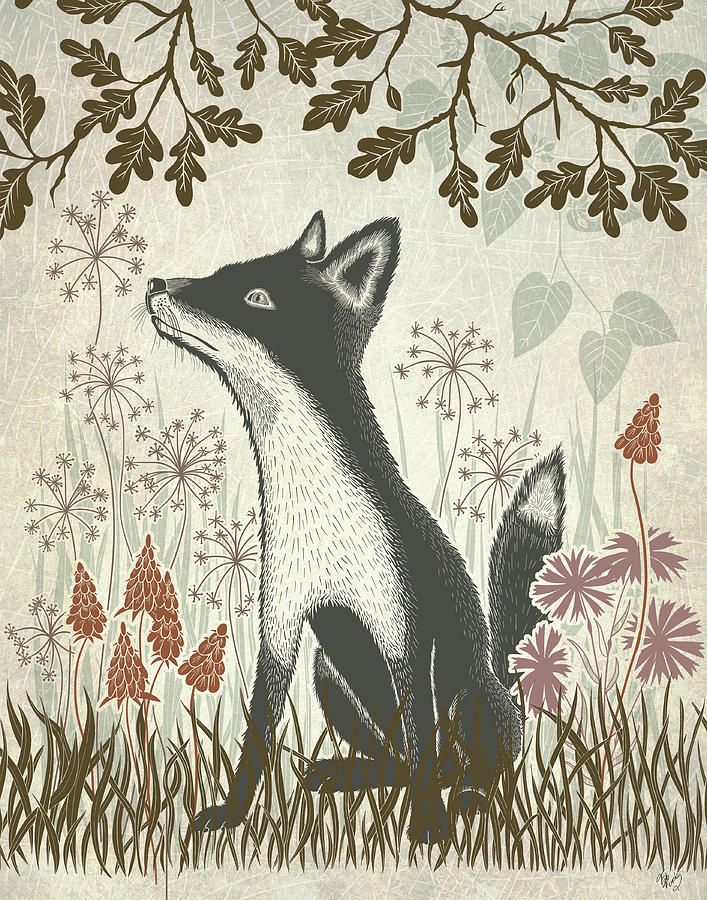 Vertebrate Painting - Country Lane Fox 1, Earth by Fab Funky
