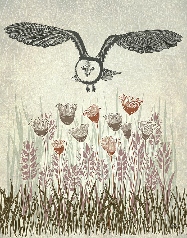 Pattern Painting - Country Lane Owl 4, Earth by Fab Funky