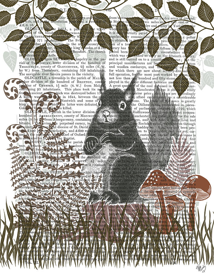 Vertebrate Painting - Country Lane Squirrel 2, Earth by Fab Funky