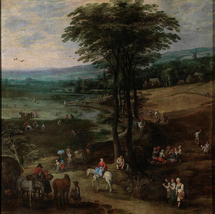 Country Life, 1620-1622, Flemish School, Oil on ca... Painting by Jan Brueghel the Elder -1568-1625- Joos de Momper -1564-1635-