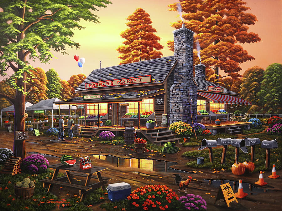 Sunset Painting - Country Market by Geno Peoples