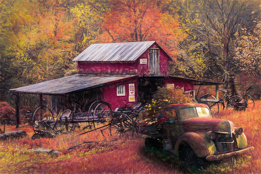 Country Memories Oil Painting  Photograph by Debra and Dave Vanderlaan