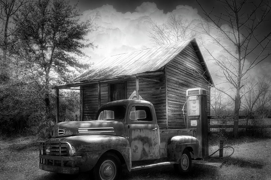 Country Olden Days Black and White Photograph by Debra and Dave Vanderlaan