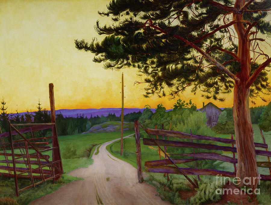 Country road, 1916 Painting by O Vaering by Harald Sohlberg