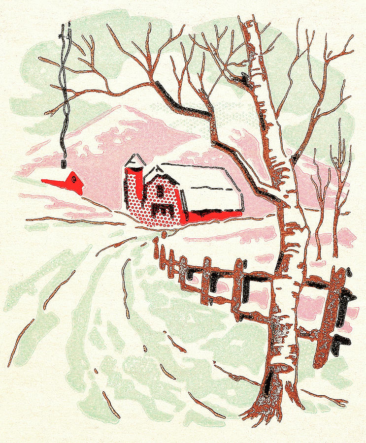 Christmas Drawing - Country road by CSA Images