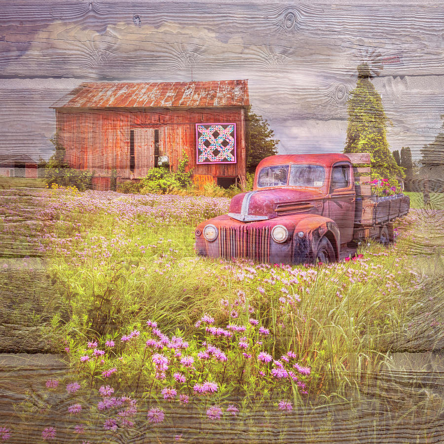 Country Summerfields with Wood Textures Photograph by Debra and Dave Vanderlaan