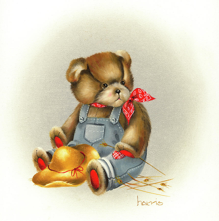 Country Teddy Painting by Peggy Harris