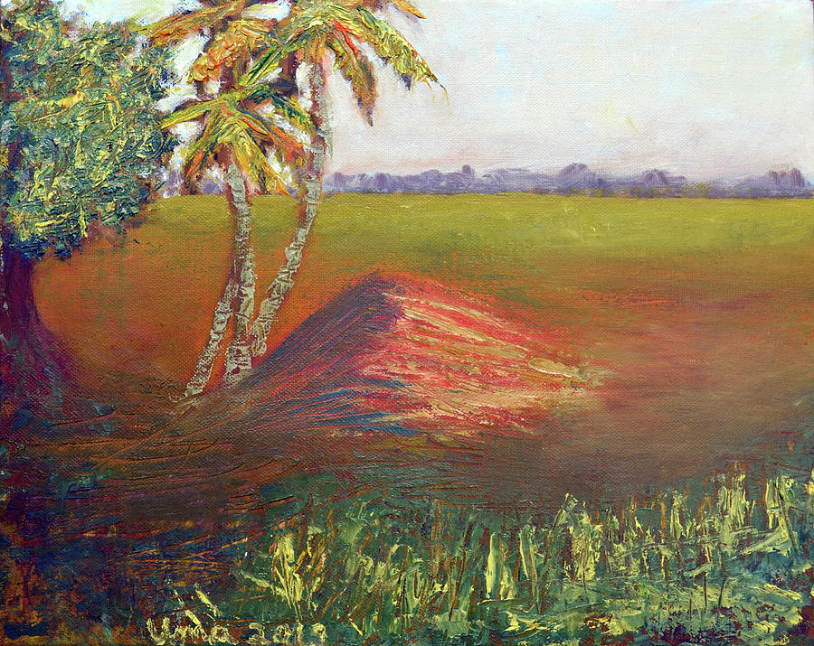 Countryside in Kerala Painting by Uma Krishnamoorthy