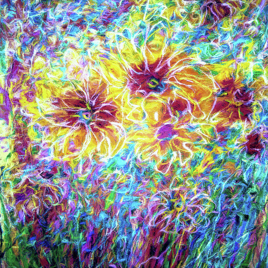 Countryside Sunflowers Abstract by OLena Art - Lena Owens Countryside Sunflowers Abstract by OLena Art - Lena Owens