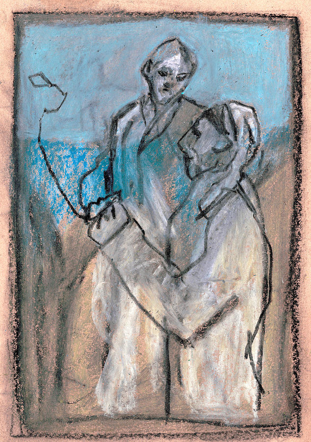 Couple by the sea Drawing by Edgeworth Johnstone