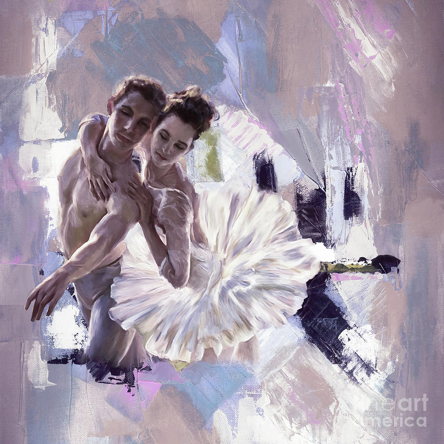 Swan Painting - Couple dance art of Ballerina  by Gull G
