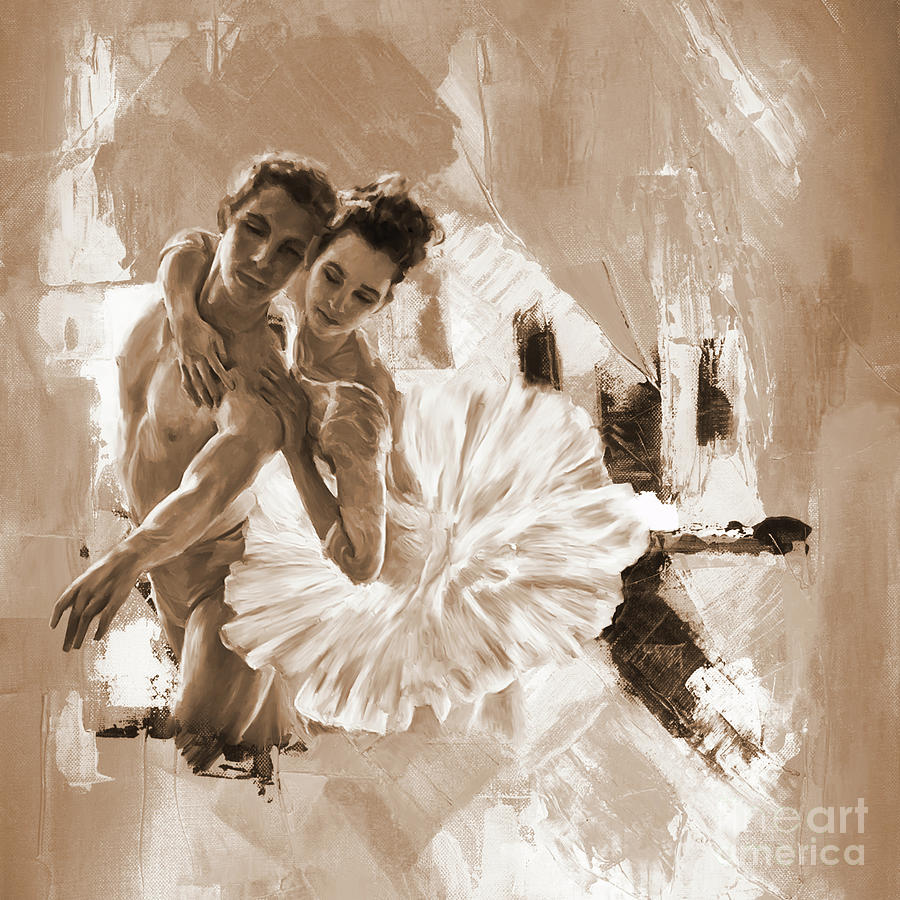 Couple dance Ballerina 01 Painting by Gull G