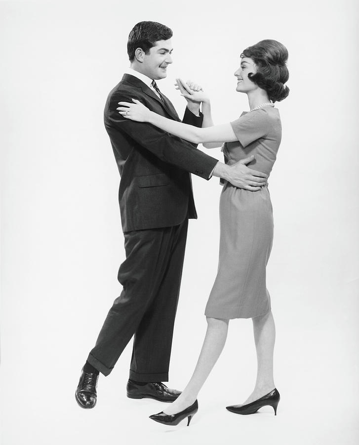 Couple Dancing In Studio, B&w Photograph by George Marks