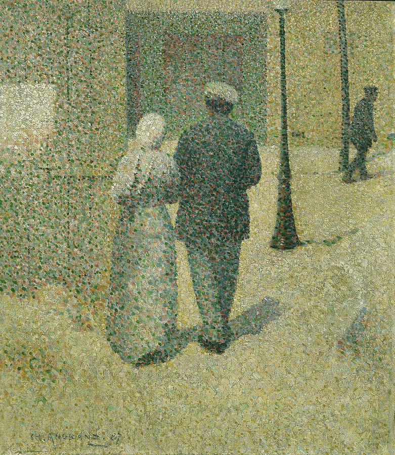 Couple dans la rue, 1887 Couple in a street. Canvas, 38,5 x 33 cm R.F. 1977-27. Painting by Charles Angrand
