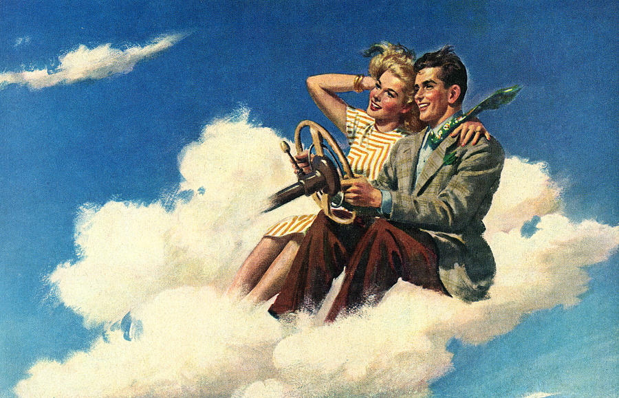 Couple Driving In Clouds Digital Art by Graphicaartis Couple Driving In Clouds Digital Art by Graphicaartis