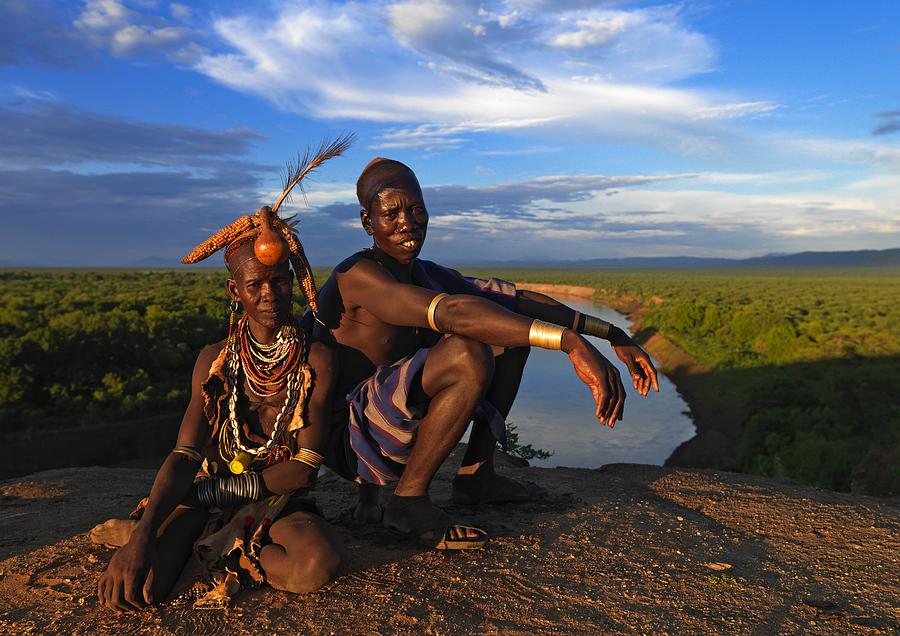Couple From Karo Tribe On Korcho Photograph by Eric Lafforgue