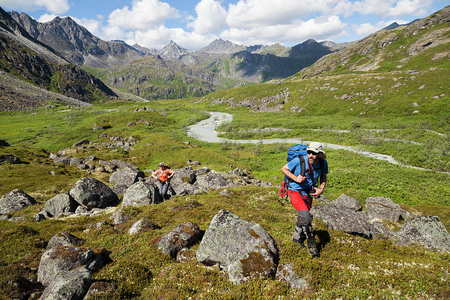 Couple Hikes Up Wintergreen Creek, Talkeetna Mountains, Alaska