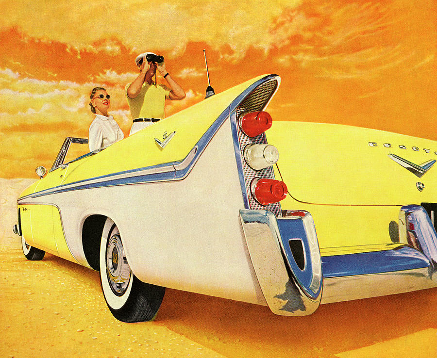 Couple In Yellow Convertible Digital Art by Graphicaartis Couple In Yellow Convertible Digital Art by Graphicaartis