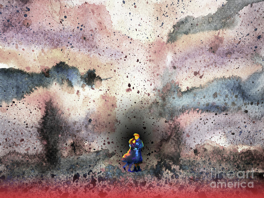 Winter Mixed Media - Couple Lover In Battlefield Scene Watercolor Painting Illustrati by Benjavisa Ruangvaree