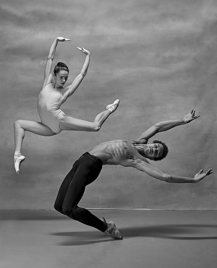 Blackandwhite Photograph - Couple Of Ballet Dancers Posing by Master1305