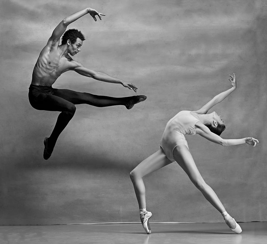 Blackandwhite Photograph - Couple Of Ballet Dancers Posing by Volodymyr Melnyk