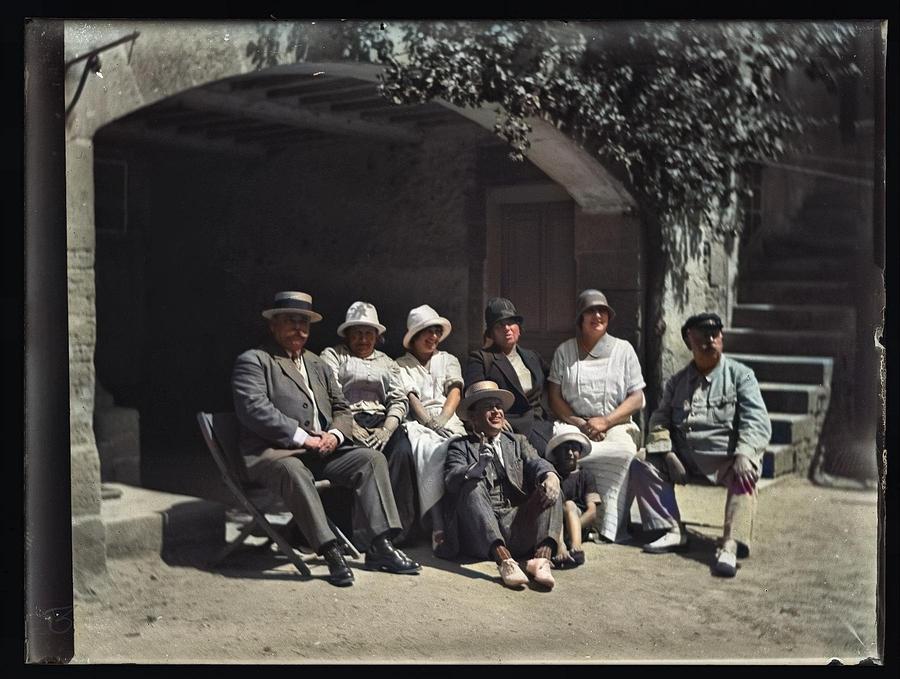 Couples Posing, Taken In France, Circa 1900s-1910s From Silver Dry Gelatin Negative Colorized By Ahm Painting