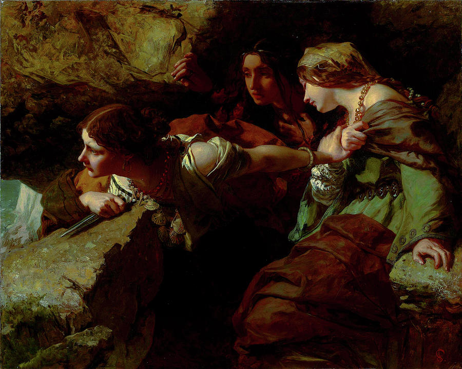 James Sant Painting - Courage Anxiety and Despair - Watching the Battle by James Sant