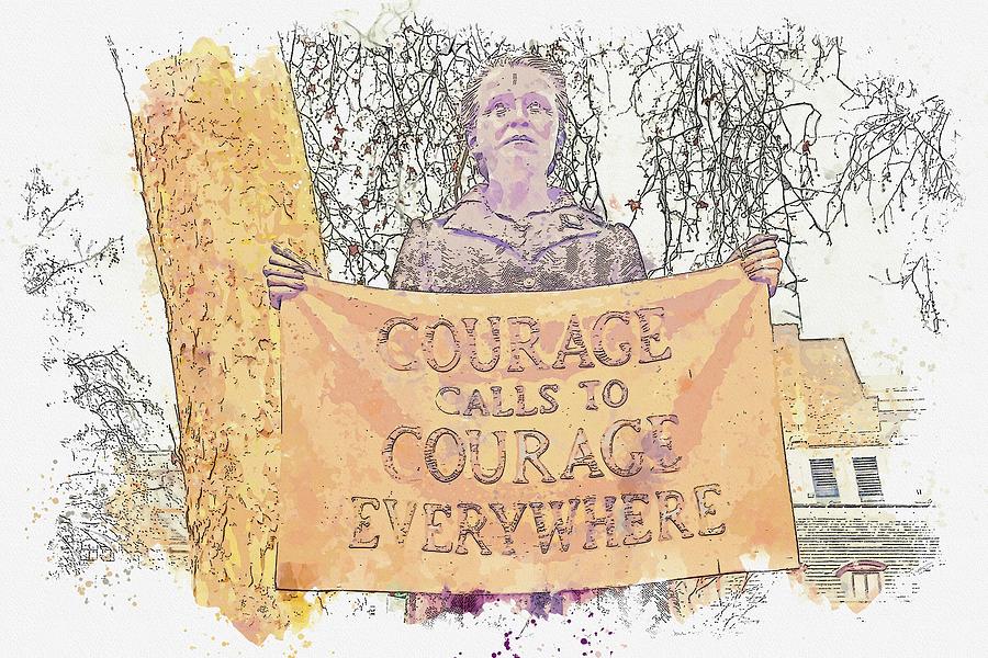 Courage calls to courage everywhere - Millicent Fawcett Feminist Suffragette -  watercolor by Ahmet  Painting by Celestial Images