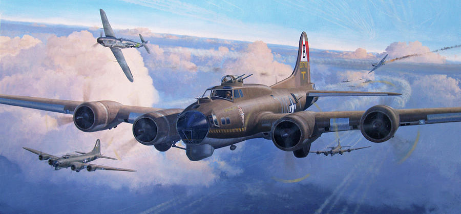 B-17 Flying Fortress Painting - Courage meets courage by Steven Heyen
