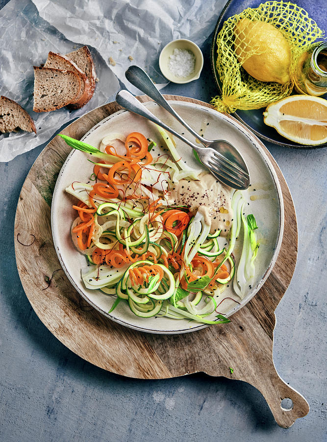 Courgette, Carrot And Fennel Salad With Tajin Sauce Photograph by ...