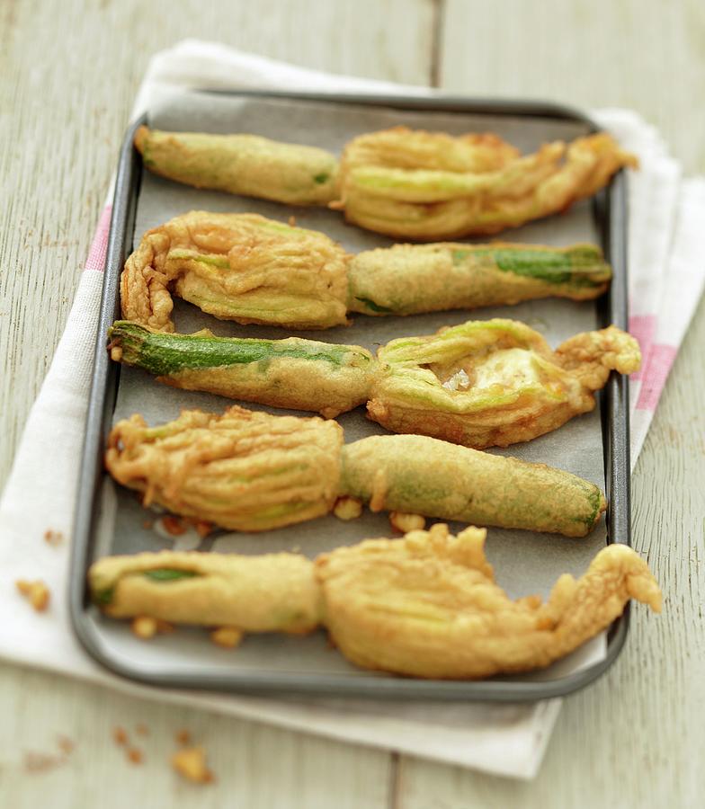 Courgette Flower Fritters Photograph by Viel