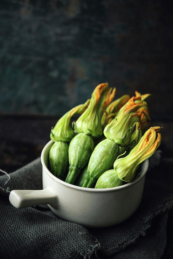Courgette Flowers In A Saucepan Photograph by Max D. Photography