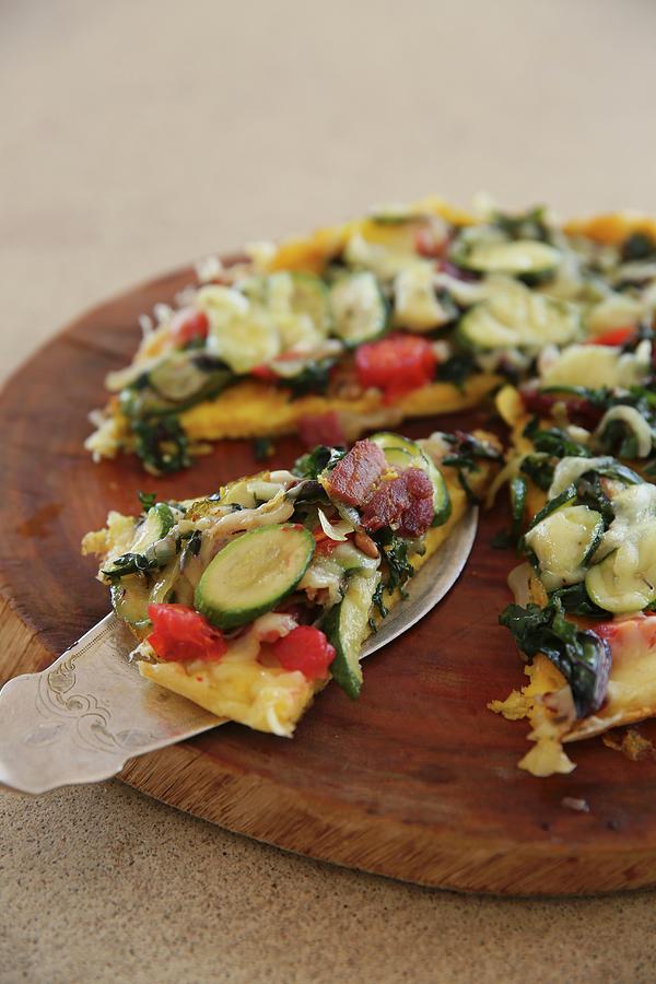 Courgette Frittata With Bacon, Baby Spinach And Eggs Photograph by Great Stock!