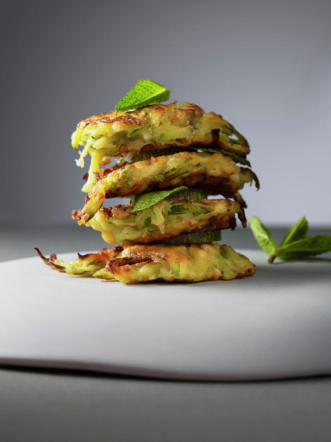 Courgette Fritters With Feta, Stacked Photograph by Atelier Mai 98