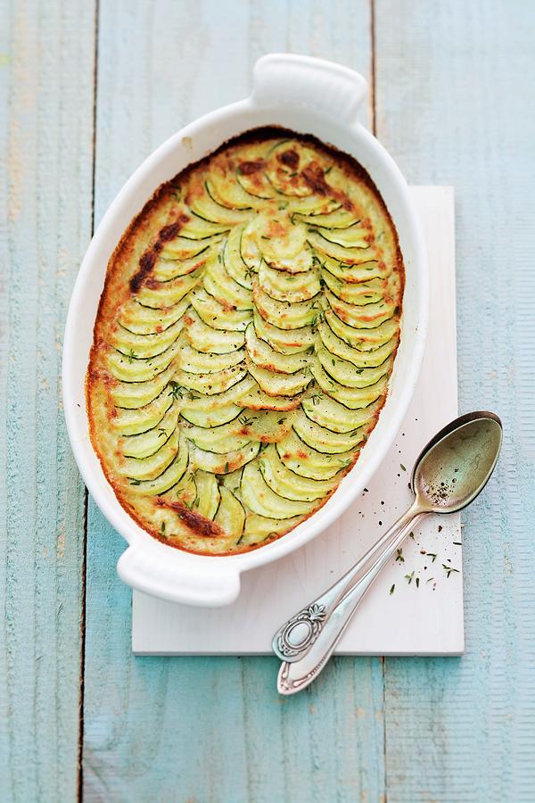 Courgette Gratin In A Baking Dish Photograph by Michael Wissing