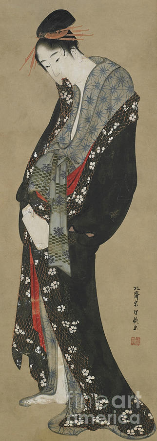 Courtesan, Edo Period Painting by Hokusai
