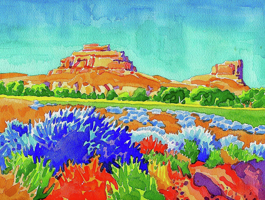Courthouse and Jail Rocks Watercolor Painting by Dan Miller