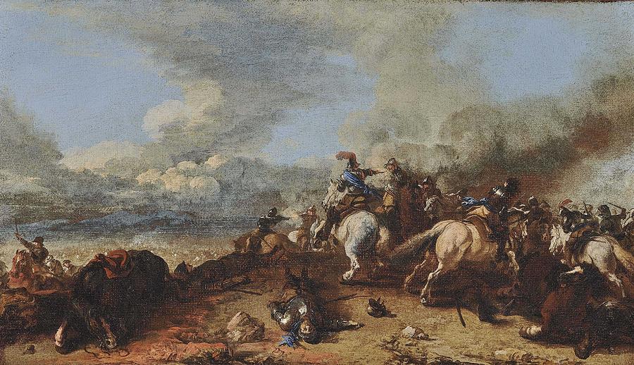 Knight Painting - COURTOIS JACQUES  Le Bourguignon A Cavalry Battle by Celestial Images