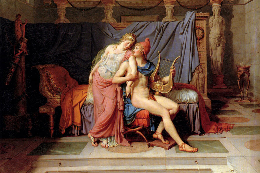Greek Painting - Courtship of Paris & Helen by Jacques-Louis David