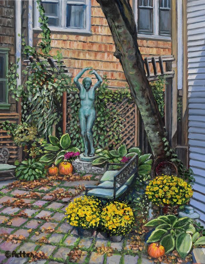 Courtyard At The Rockport Art Association Painting by Eileen Patten Oliver